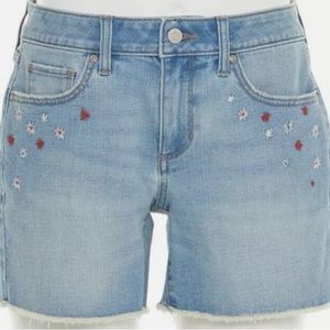 SONOMA Embroidered Light Blue Denim Front Zipper Jean Shorts NWOT